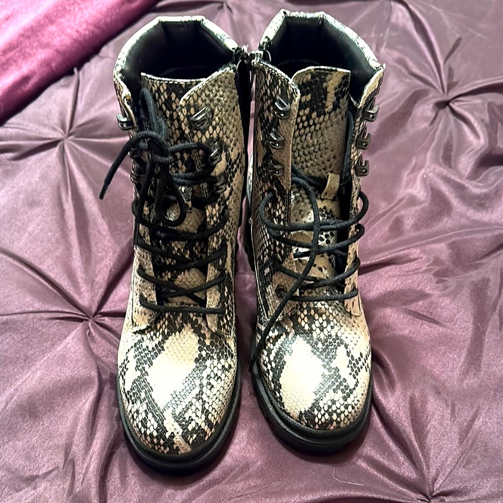 Steve Madden Snakeskin Lace-Up Ankle Boots